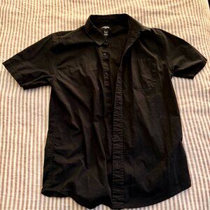 RSQ Mens Solid Button Up Shirt Black Size Medium